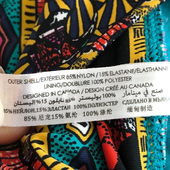 la Vie en Rose Aqua Mid Rise Geometric Print Bikini Bottoms Multi Colors Size S - Picture 8 of 9